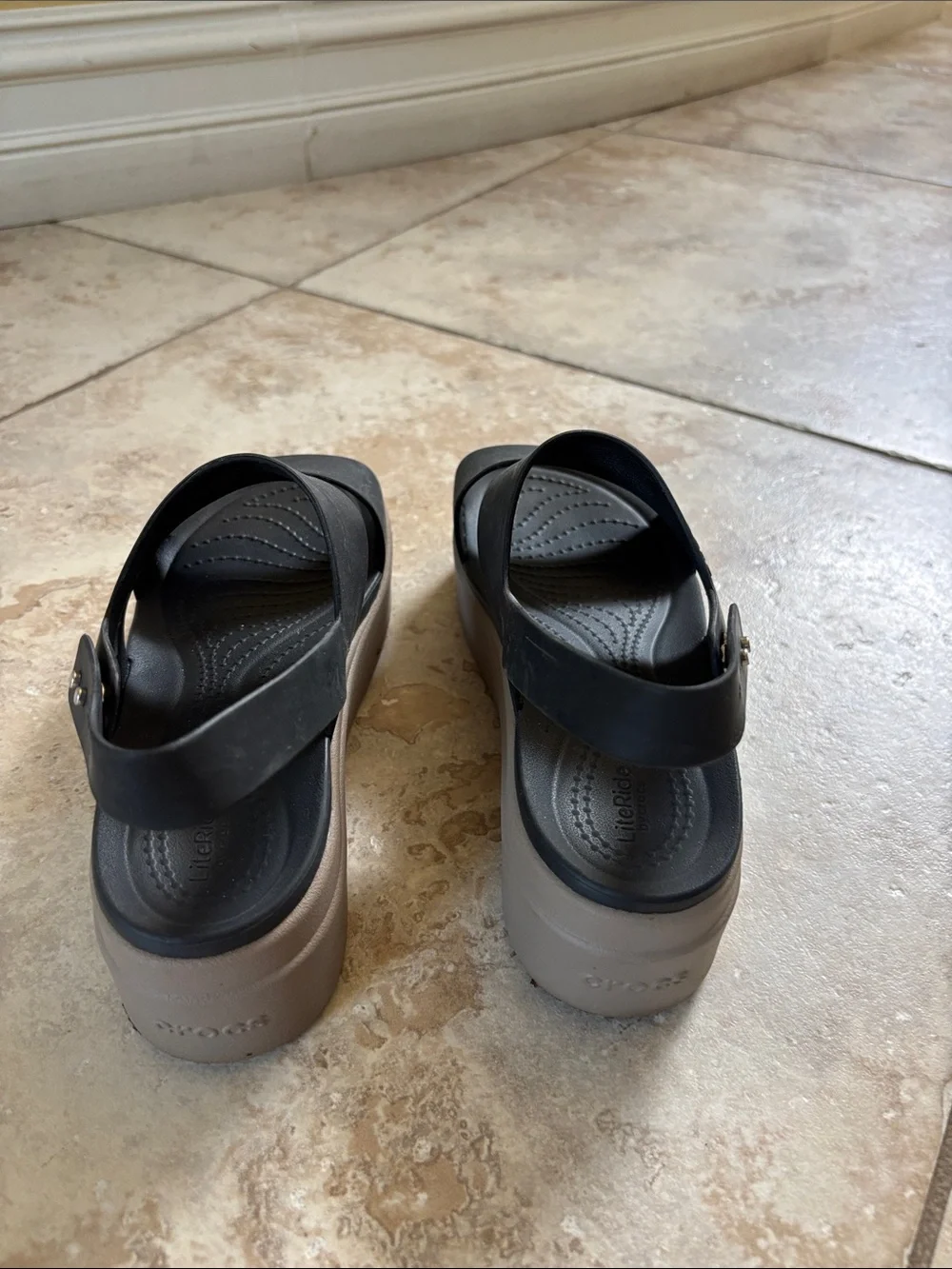 Women’s crocs Black Strap Sandals- size 6